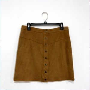 Cals Brown Suede Button Up Skirt